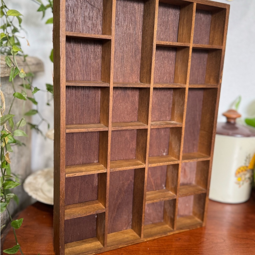 Rustic Brown Wooden Wall Shelf Curio for Collectibles